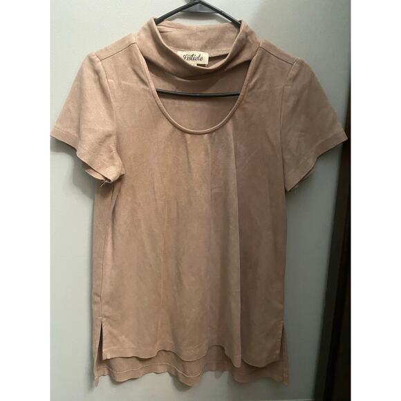 Listicle women’s brown suede short sleeved shirt size small - Picture 1 of 7